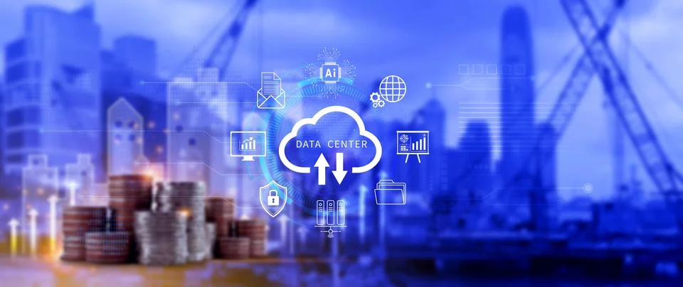 Data center concept. Digital technology, data processing and engineering, c.. Stock Photos
