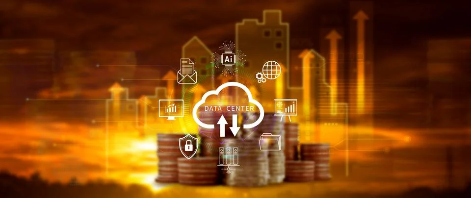 Data center concept. Digital technology, data processing and engineering, c.. Stock Photos