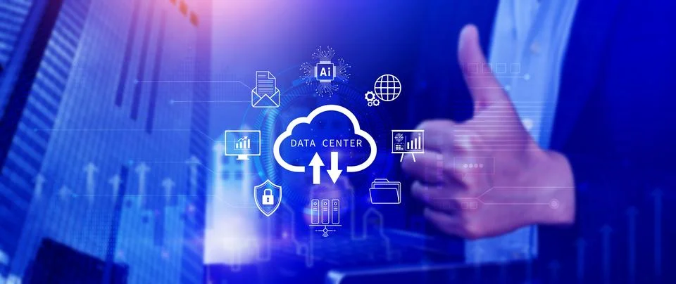 Data center concept. Digital technology, data processing and engineering, c.. Stock Photos