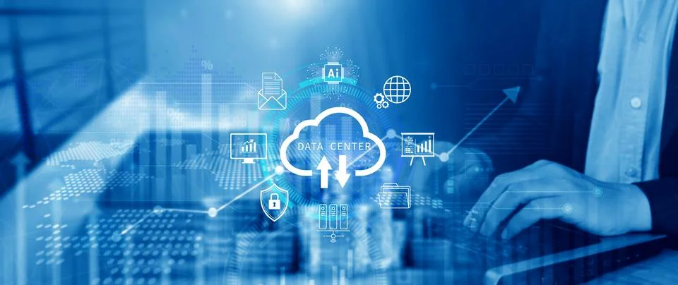 Data center concept. Digital technology, data processing and engineering, c.. 스톡 사진