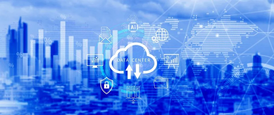 Data center concept. Digital technology, data processing and engineering, c.. Stock Photos