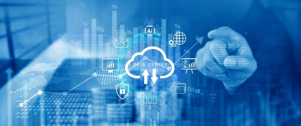 Data center concept. Digital technology, data processing and engineering, c.. 스톡 사진