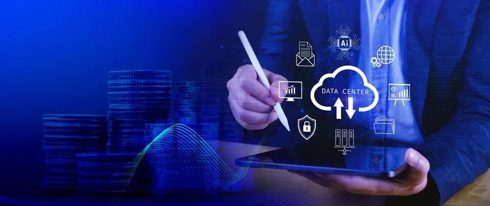 Data center concept. Digital technology, data processing and engineering, c.. Stock Photos