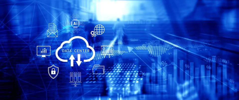Data center concept. Digital technology, data processing and engineering, c.. 스톡 사진