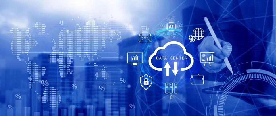 Data center concept. Digital technology, data processing and engineering, c.. Stock Photos