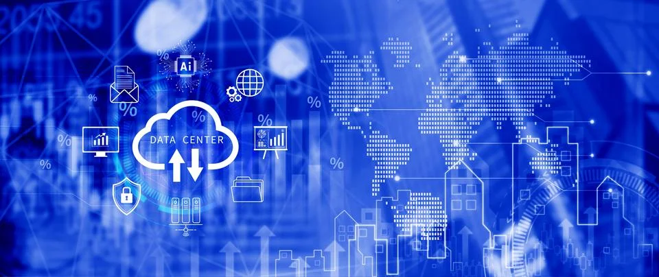 Data center concept. Digital technology, data processing and engineering, c.. Stock Photos