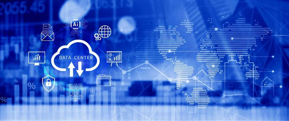 Data center concept. Digital technology, data processing and engineering, c.. Stock Photos