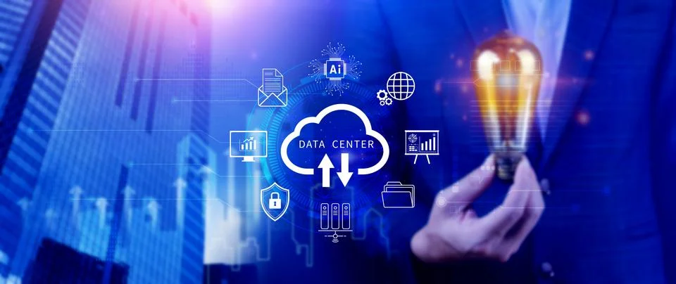 Data center concept. Digital technology, data processing and engineering, c.. Stock Photos