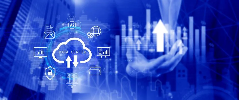 Data center concept. Digital technology, data processing and engineering, c.. 스톡 사진
