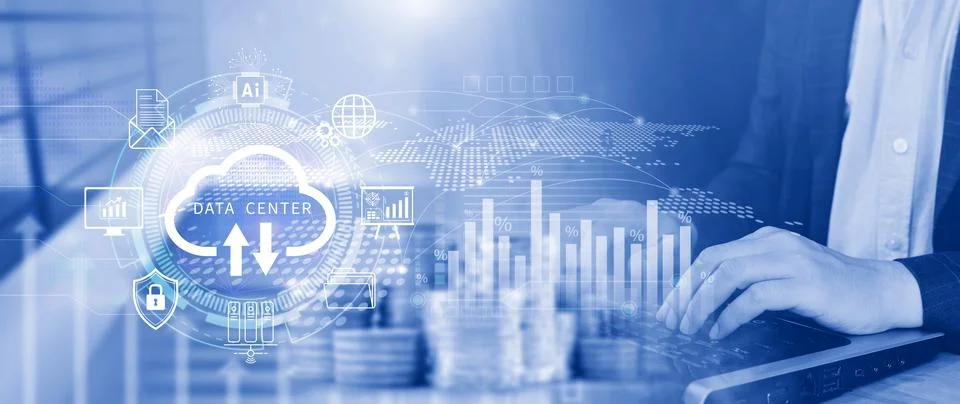 Data center concept. Digital technology, data processing and engineering, c.. Stock Photos