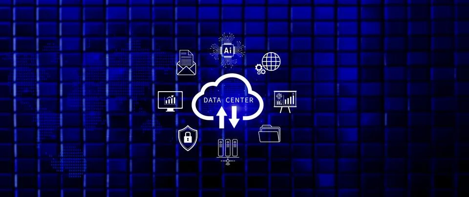 Data center concept. Digital technology, data processing and engineering, c.. Stock Photos