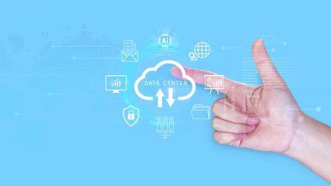 Data center concept. Digital technology, data processing and engineering, c.. Stock Photos