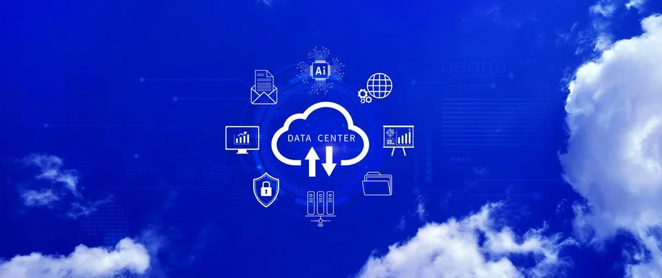 Data center concept. Digital technology, data processing and engineering, c.. 스톡 사진