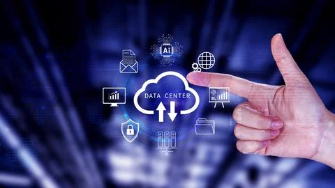 Data center concept. Digital technology, data processing and engineering, c.. Stock Photos