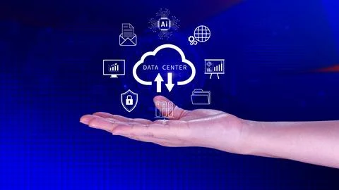 Data center concept. Digital technology, data processing and engineering, c.. Stock Photos