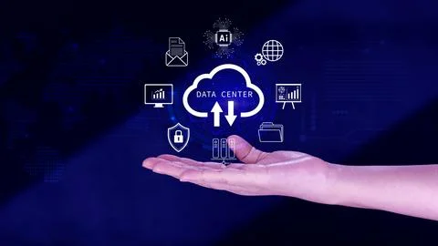 Data center concept. Digital technology, data processing and engineering, c.. Stock Photos