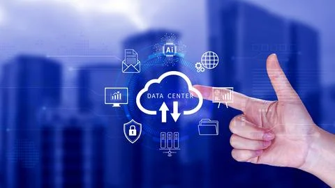 Data center concept. Digital technology, data processing and engineering, c.. 스톡 사진