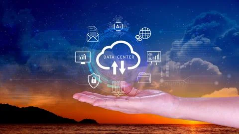 Data center concept. Digital technology, data processing and engineering, c.. Stock Photos