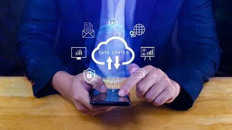 Data center concept. Digital technology, data processing and engineering, c.. Stock Photos