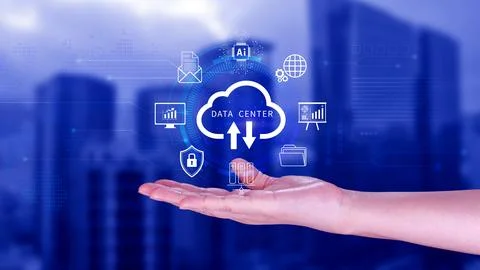 Data center concept. Digital technology, data processing and engineering, c.. Stock Photos