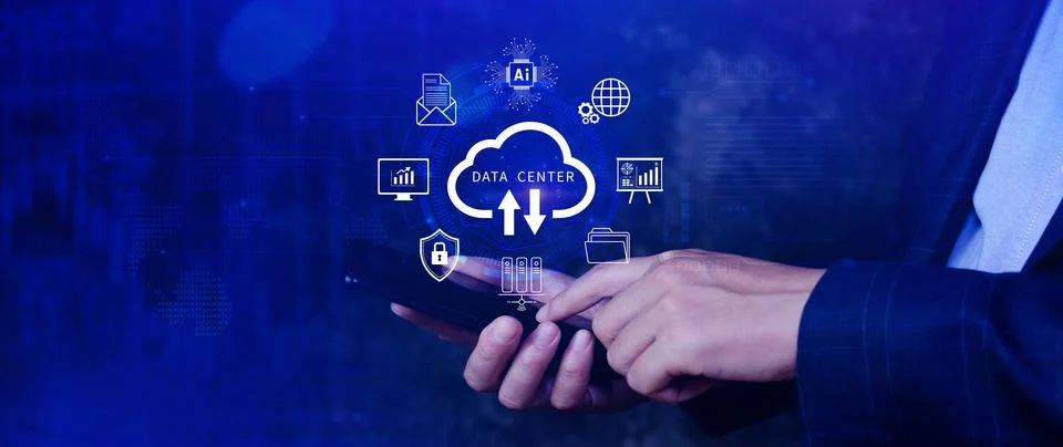 Data center concept. Digital technology, data processing and engineering, c.. Stock Photos