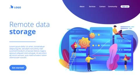 Data center concept landing page. Stock Illustration