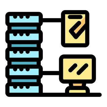 Data center connecting to computer through verified network Ilustración de archivo