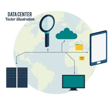 Data center connection hardware network Stock Illustration