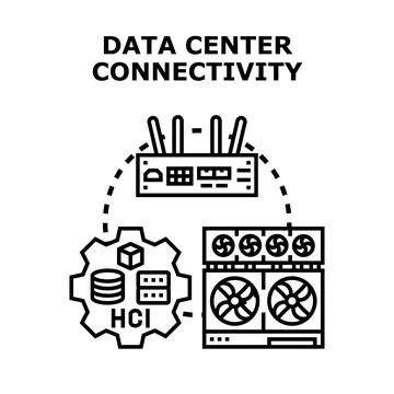 Data center connectivity processing information technology infrastructure Stock Illustration