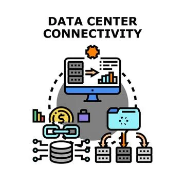 Data center connectivity processing information storage concept Stock Illustration