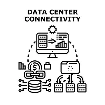 Data center connectivity processing information storage concept Stock Illustration