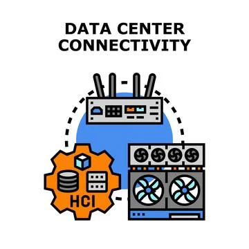 Data center connectivity processing information technology infrastructure Stock Illustration