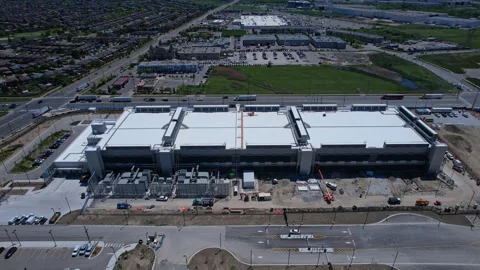 Data center construction aerial view. Data center for internet and AI, quic.. Stock Footage 336512083