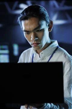 Data center consultant runs code Stock Photos