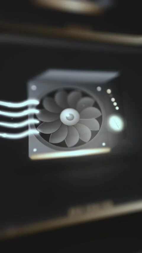 Data Center Cooling Fan with Digital Airflow Visualization Stock Footage 340560799