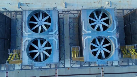 Data center cooling fans spinning at a New Albany, Ohio, technology facility 動画素材 346654557