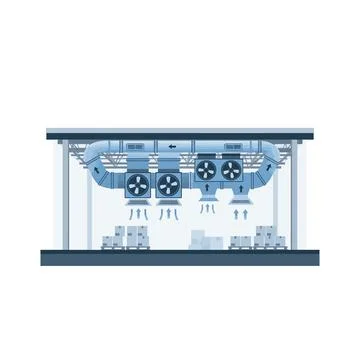 Data center cooling hvac system illustration for server room infrastructure Stock Illustration
