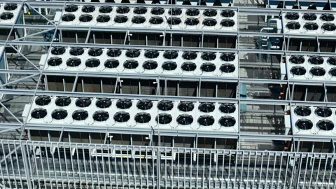 Data Center Cooling Infrastructure - Cyber Defense and Critical Digital Systems Stock Footage 340597203