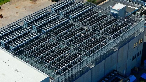 Data Center Cooling Infrastructure Latvia - AI Technology and Cloud Power Stock Footage 340597028