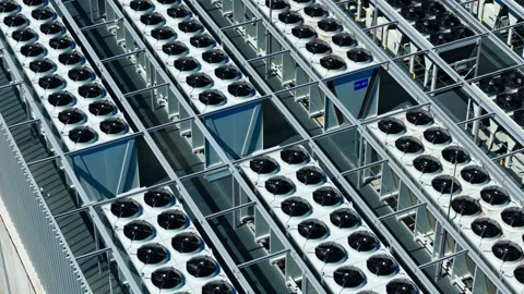Data Center Cooling Infrastructure, Reliable Enterprise Power Architecture Stock Footage 340596816