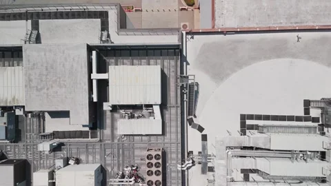 Data Center Cooling System - Commercial Warehouse - Industrial Building Stock Footage 347942330