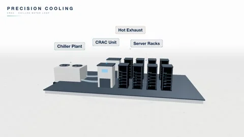 Data center cooling system diagram loop animation Video stock 339334647