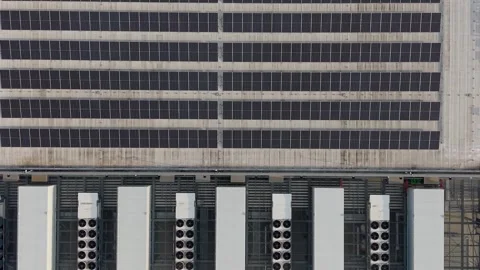 Data Center Cooling System Infrastructure Aerial View Stock Footage 342185138