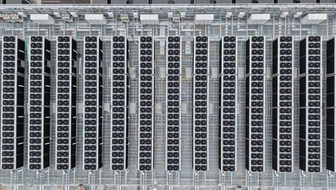 Data center cooling system with server infrastructure Stock Photos