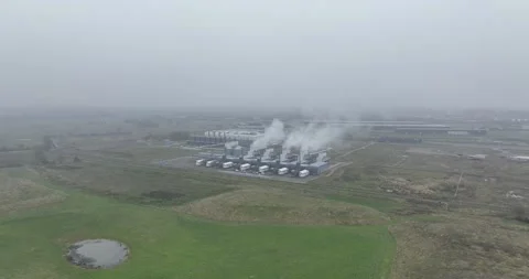 Data center, cooling towers, big data, ai, cloud computing, internet Stock Footage 309448873