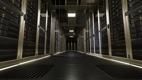 Data center corridor with server racks Stock Footage 120002237