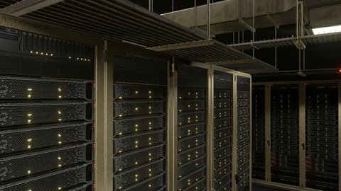 Data center corridor with server racks Stock Footage 120004141