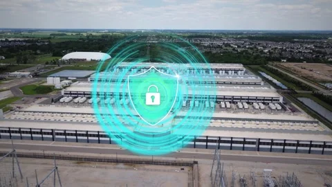 Data Center Cybersecurity Protection With Digital Shield and Security Animation Stock Footage 346837203
