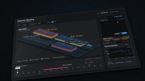 Data Center Dashboard Capacity Planning Analysis Server Room Monitoring Power Stock Footage 346350283