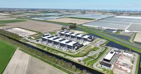Data center, datacenters, industrial building with computer servers. Donnected Stock Footage 310659826